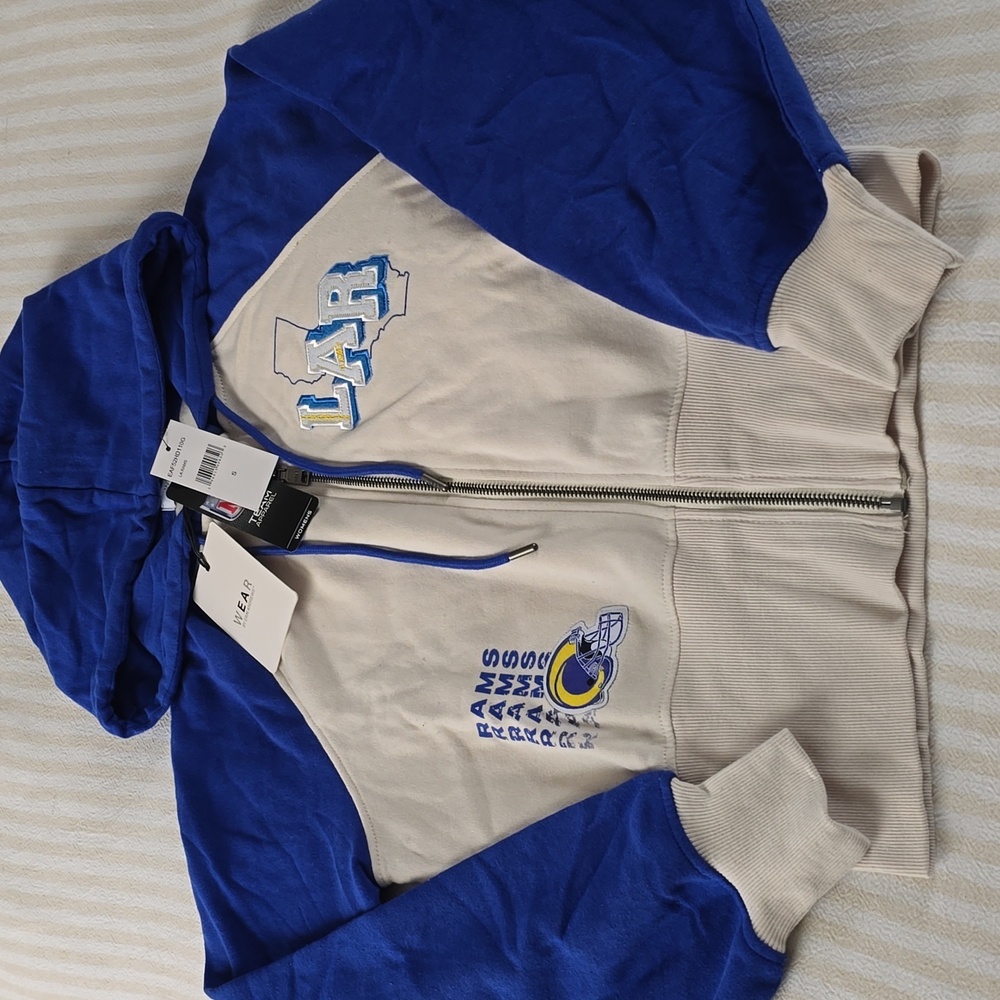 Wear by Erin Andrews Los Angeles Rams Lightweight CropFull-Zip Hoodie Size:Small
